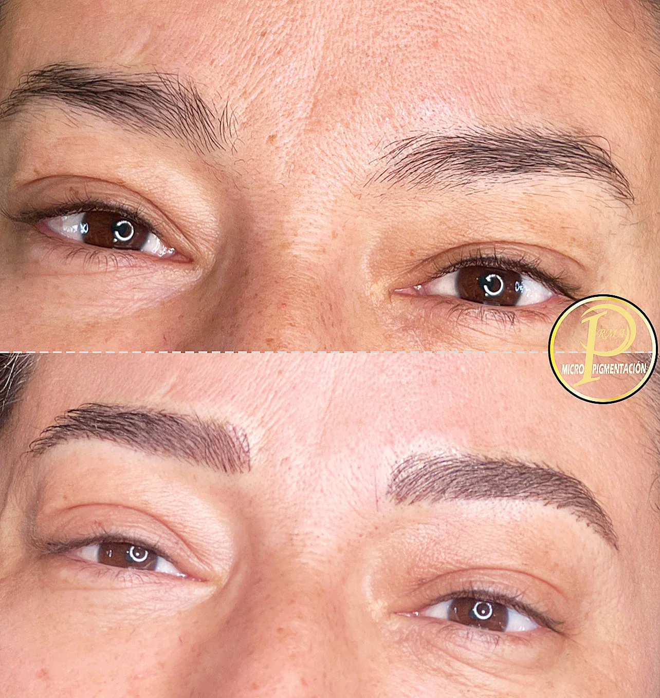 Cejas y contorno de ojos antes y después de la micropigmentación